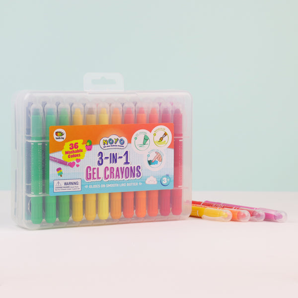 NOYO 12 Gel Crayons: 3 in 1 Washable Crayons Pastel Watercolor Effects –  Doodle Hog
