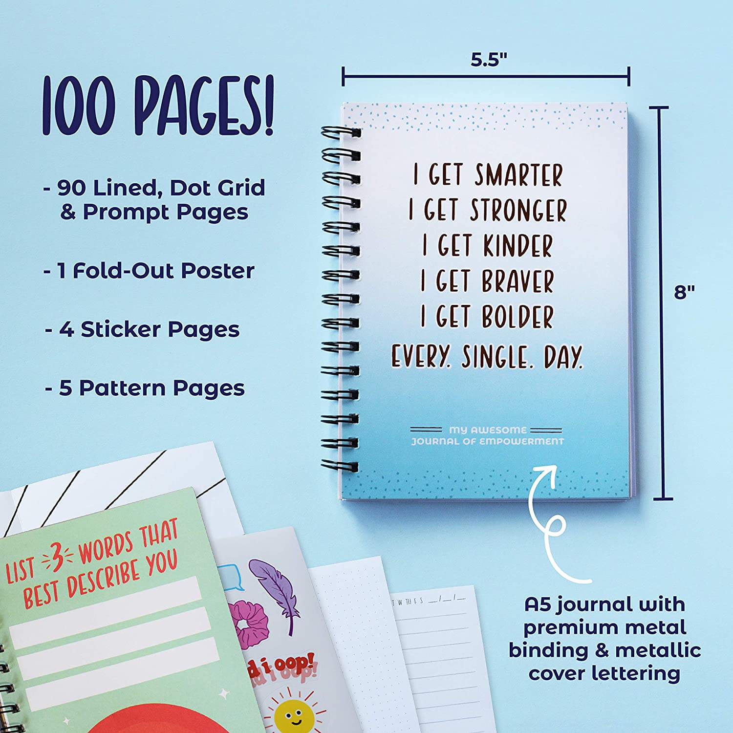  DOODLE HOG DIY Gratitude Affirmation Journal for Girls, Journaling  Set - Journal Kit Includes 100 Page Journal, Stickers, Keychain, Markers,  Washi Tape & Poster. Great 10 Year Old Teen Girl Gifts! 