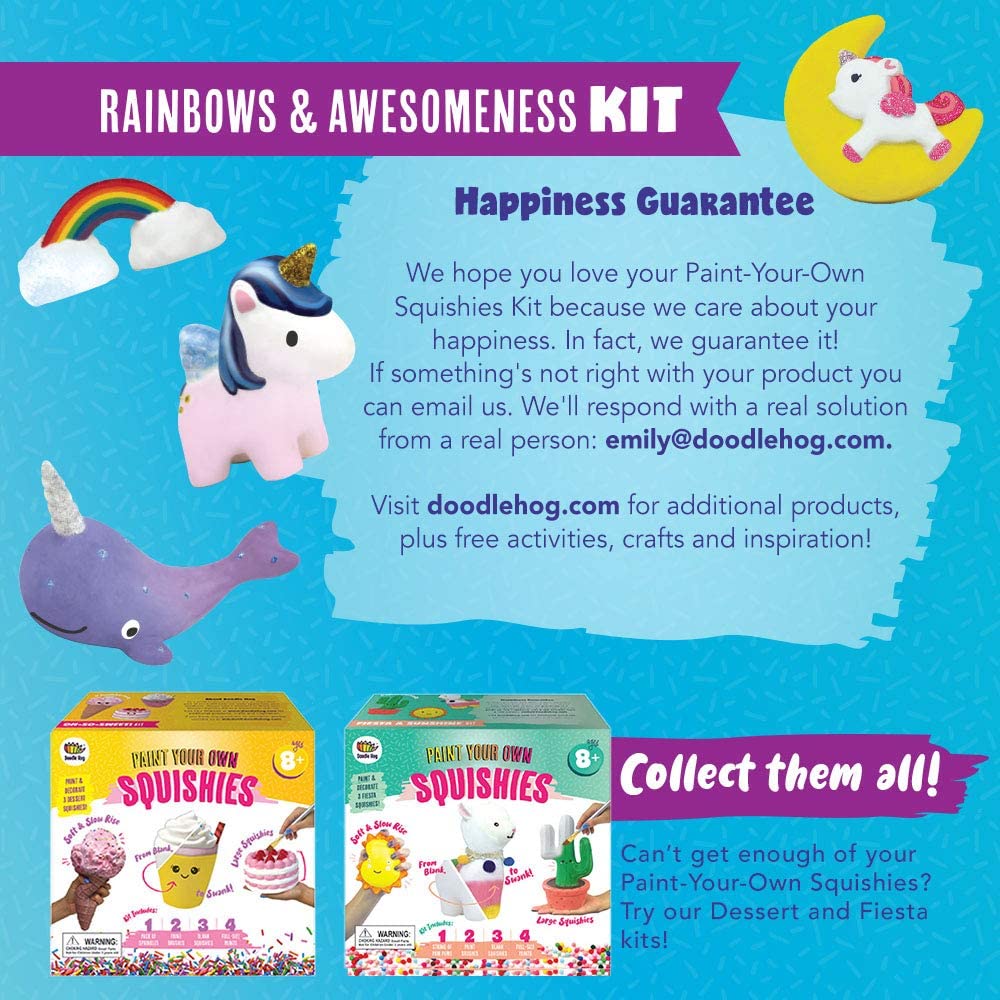Buy KEFF Paint Your Own Squishies - Unicorn Squishy Maker Painting Kit for  Kids - DIY Arts & Crafts Gifts Toys for Girls and Boys with Glitter Puff  Paints, Brushes and Palette