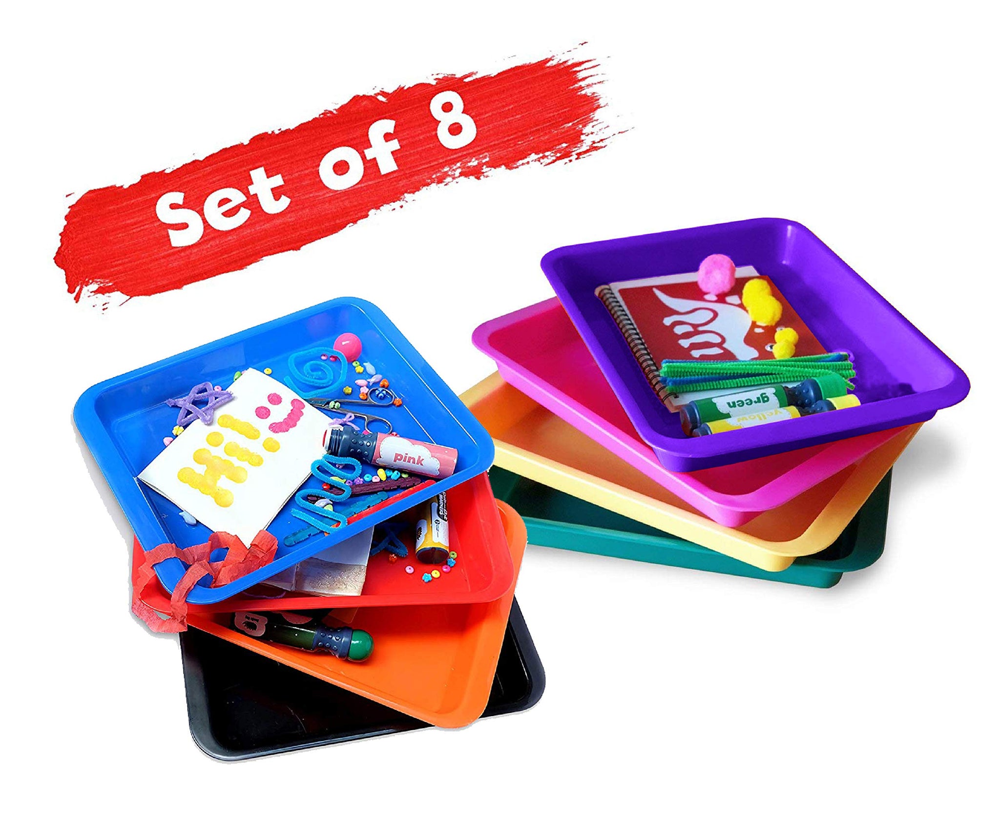 10 Pack Plastic Art Trays,Activity Plastic Crafts Tray,Multicolor Serving  Organizer Tray for DIY Projects,Painting,Beads,Home,School