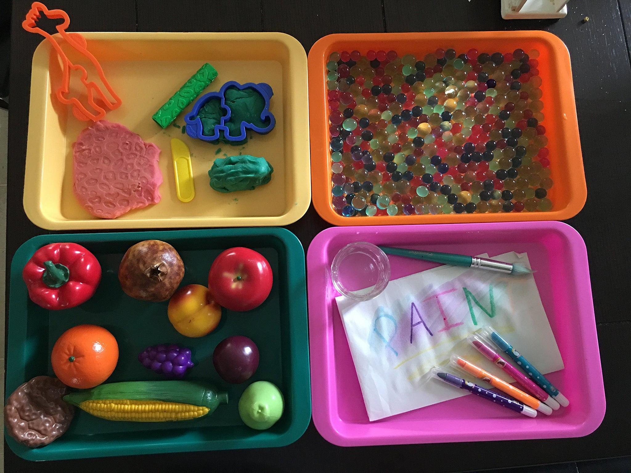 Plastic Tray Color Art Trays Activity Tray Kids Activity Trays Crafts  Storage Box Tea Tray 4pcs