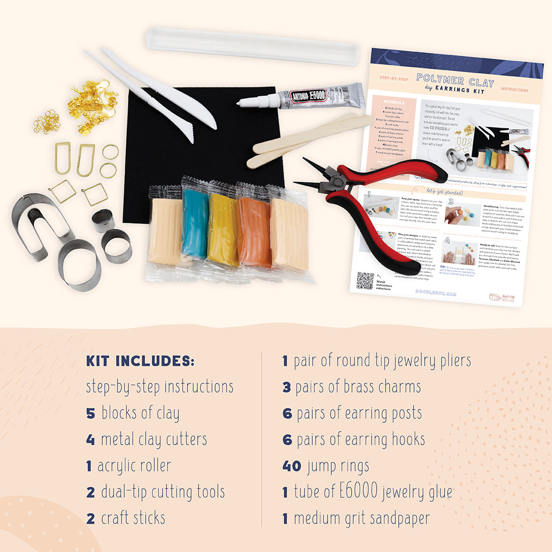 DIY Polymer Clay Earrings Craft Kit, DIY Craft Kit