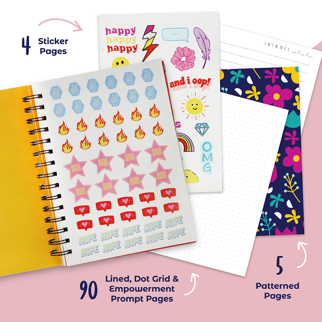 Doodle Hog Empowerment Journal for Girls, Teens - Journal Kit Includes 100 Page