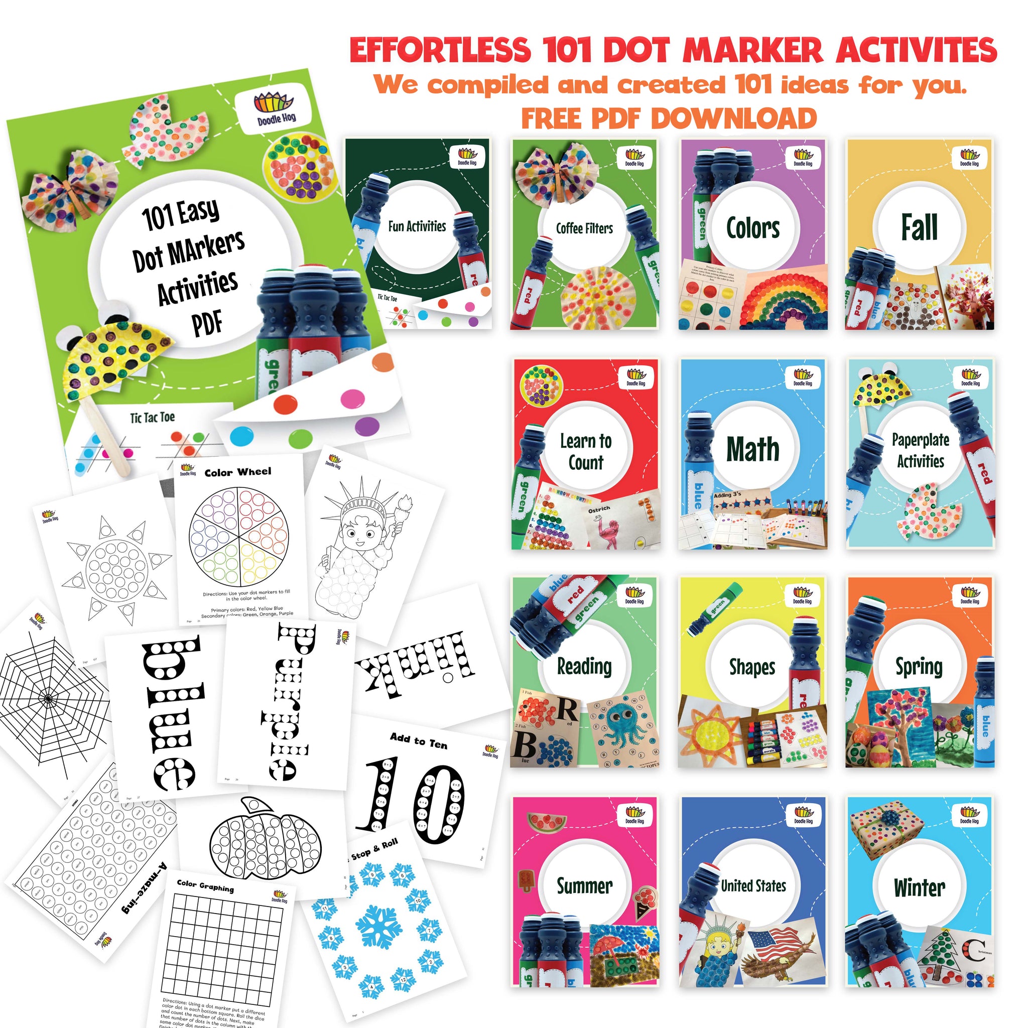 DOODLE HOG Colors & Shapes Sensory Activity Kit, includes bin with lid,  ages 3+